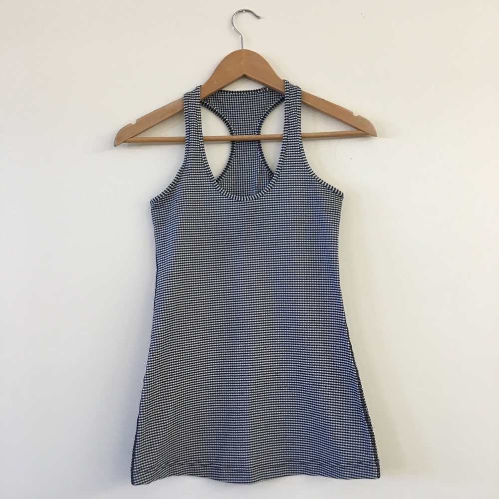 Lululemon Tank Top Gingham Navy & White SZ 4